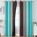 Estelar Textiler Brown and Teal Ombre Blackout Curtains 90 Inch Length 2 Panels - Image 2
