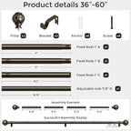 Bronze Curtain Rod, Heavy Duty 1 Inch Decorative Curtain Rods - Image 5