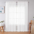 Simplebrand White Sheer Curtains 84 Inches Long, Light Filtering Rod Pocket by Simplebrand