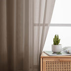 Sheer Chocolate Curtains for Bedroom Living Room 54 Inch Length 2 Panels Set - Image 6