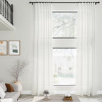 Linen Off White Curtains 145 inch Extra Long - Image 2