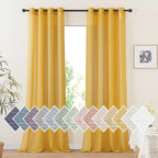 NICETOWN Semi Sheer Gold Curtains 96 inches Long, Grommet Linen Weave Vintage by NICETOWN