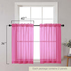 Cafe Curtains 36 Inch Length Tier 2 Pieces, Modern Soft Airy Sheer Kitchen - Image 2