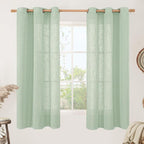 LAMIT Fresh Green Linen Sheer Curtains 63 Inch Length by LAMIT