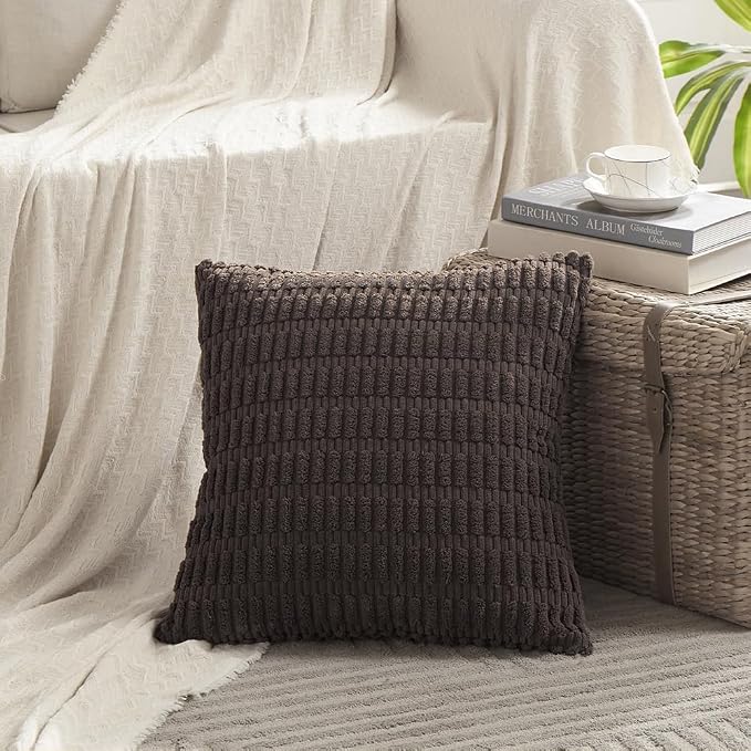 Fancy Homi 4 Packs Boho Dark Brown Decorative Throw Pillow Covers 22x22 Inch - Image 2