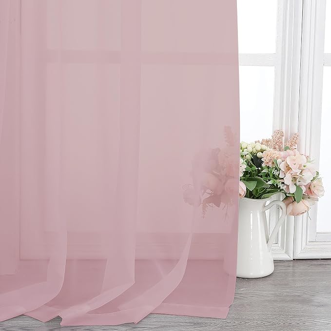 Chyhomenyc Blush Pink Sheer Curtains 108 Inches Long - Image 6