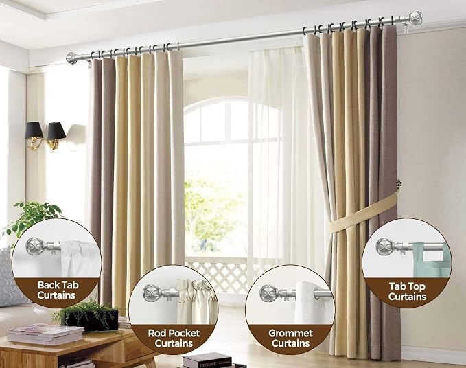 KAMANINA 1 Inch Curtain Rod Telescoping Single Drapery Rod 28 to 48 Inches - Image 4