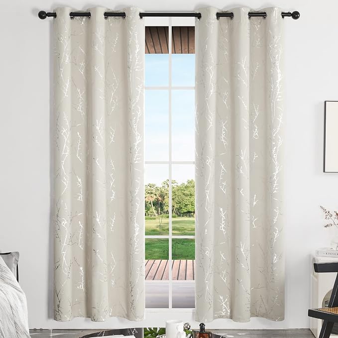Deconovo Beige Blackout Curtains, Boho Farmhouse Curtain, Thermal Insulated - Image 2
