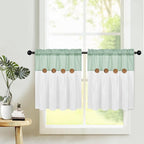 FRAMICS Boho Kitchen Curtains 24 Inch Length, Farmhouse Cotton Linen Tier - Image 2