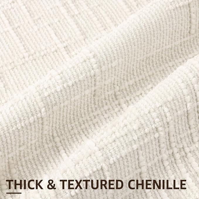decorUhome Summer Cream White Chenille Throw Pillow Covers 16x16 Set of 2 - Image 2