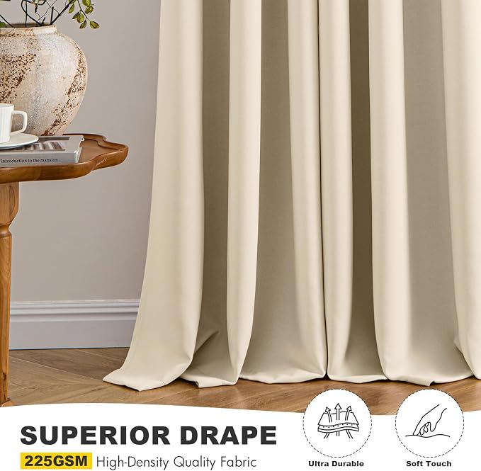 MIULEE Cream Beige Blackout Curtains - Image 5