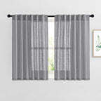 NICETOWN Bathroom Window Curtains 45 inch Length, Natural Linen Textured Rod - Image 3