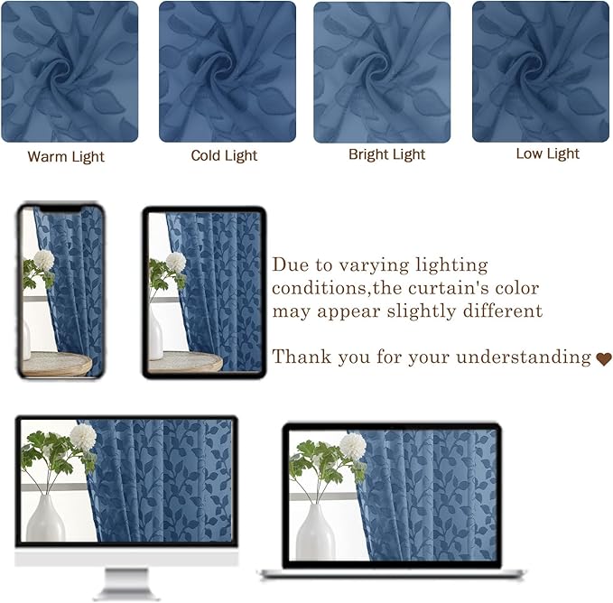 Chyhomenyc Extra Long Dusty Blue Sheer Curtains 120 Inch Length 2 Panels Set - Image 3