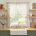 jinchan Belrose Linen Floral Cafe Curtains 54 Inch Length Embroidered Farmhouse by JINCHAN