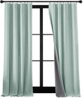 RYB HOME 100% Blackout Linen Textured Curtains 90 inches Long, Thermal by RYBHOME