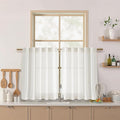 Beige White Linen Curtains for Kitchen Windows Over Sink Neutral 30 Inch Length by Nanspring