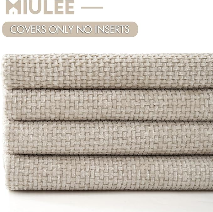 MIULEE Pack of 4 Couch Throw Pillow Covers 20x20 Inch Cream Soft Decorative - Image 6