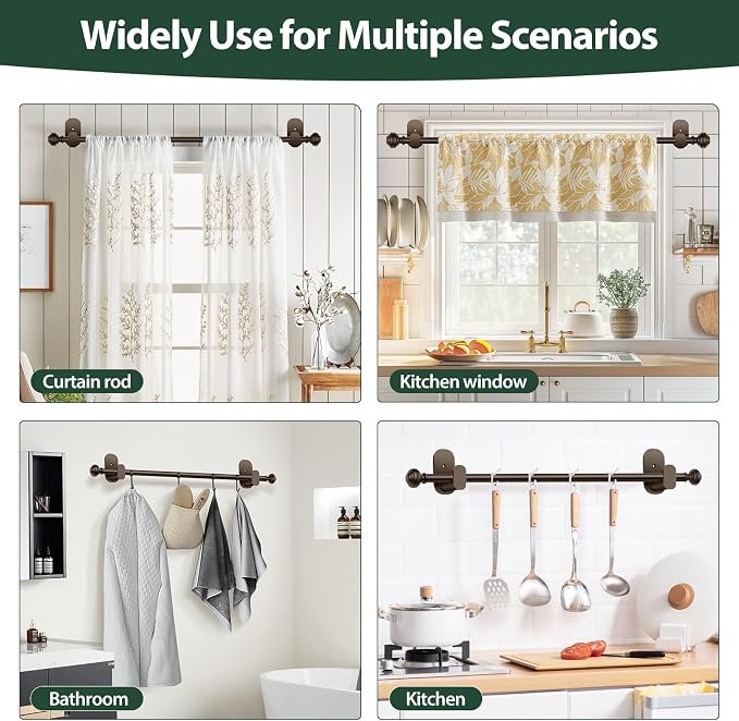KAMANINA 2 Pack Curtain Rods No Drilling - Image 4