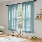 MIULEE Dusty Blue Sheer Curtains 63 Inches Long, 4 Panels Set, Light Filtering - Image 2