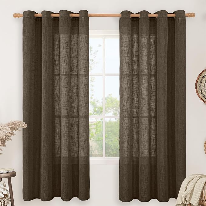 LAMIT Dark Brown 72 inch Linen Curtains by LAMIT
