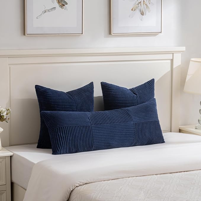 Fancy Homi 2 Packs Navy Blue Decorative Throw Pillow Covers 20x20 Inch - Image 5
