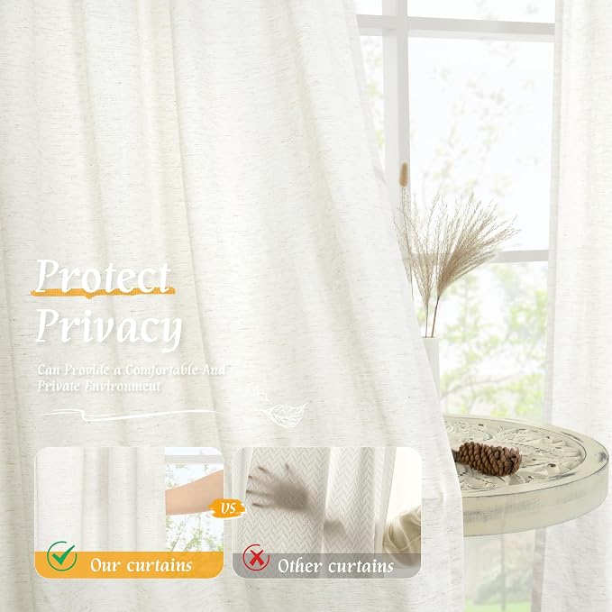 LAMIT Faux Linen 63 Inch Curtains - Image 5