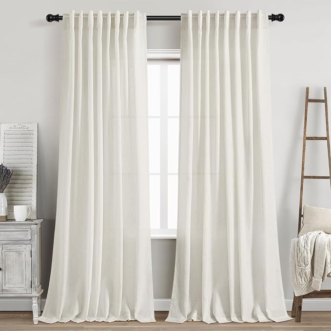 Nanspring Cream Linen Curtains 84 Inch Length 2 Panels Set by Nanspring