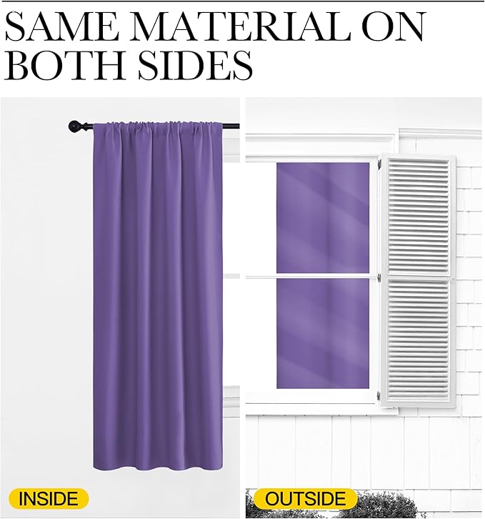 NICETOWN Blackout Curtains for Living Curtains, Lilac Purple, 52 by 63 Inch - Image 5
