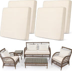 Newwiee Set of 4 Stretch Patio Cushion Covers Sofa Couch Seat Chair Slipcovers by Newwiee