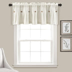 Lush Decor Linen Button Farmhouse Valance Curtians 52"W x 18"L Off White by LushDecor