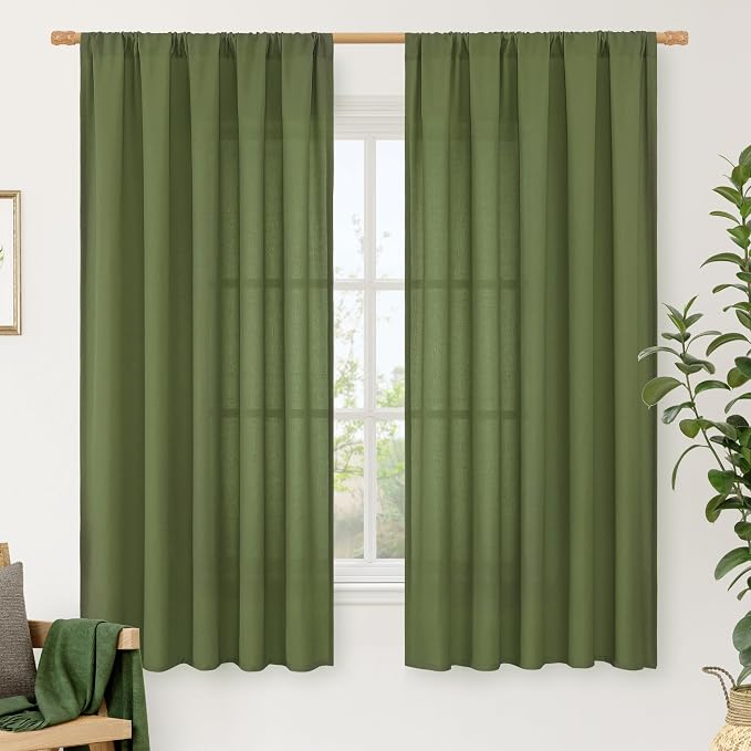 LAMIT Faux Linen Curtains 63 inches Long by LAMIT