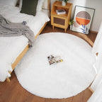Ghouse Faux Rabbit Fur Round Rug 5 Ft White Round Rugs - Image 2