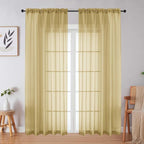 Gold Sheer Curtains 84 Inches Long 2 Panels Set by WelvetBLK
