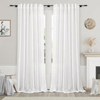 Nanspring White Linen Curtains 90 Inches Long by Nanspring
