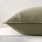 MIULEE Decorative Linen Euro Sham Pillow Covers 26x26 Light Olive Green ​Boho - Image 3