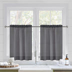 DWCN Dark Grey Sheer Curtains for Kitchen Windows by DWCN