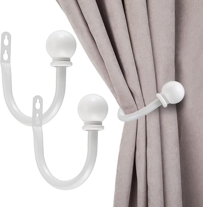 Sumnacon Set of 2 Decorative Curtain Holdbacks, Wall Mounted Aluminum Alloy by Sumnacon