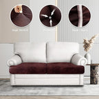Leather Look Couch Cushion Covers Sofa Seat Slipcovers Sets Couches Furniture - Image 6