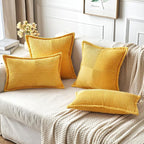 MIULEE Golden Yellow Corduroy Pillow Covers 20x20 Inch - Image 4