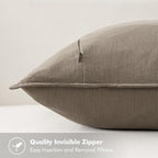 MIULEE Decorative Linen Pillow Covers 18x18 Inch Tan TaupeBoho Farmhouse - Image 3