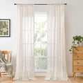 BGment Oatmeal Linen Curtains for Living Room 84 Inch Length, Semi Sheer by BGment