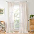 BGment Oatmeal Linen Curtains for Living Room 84 Inch Length, Semi Sheer by BGment