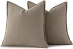 MIULEE Decorative Linen Pillow Covers 20x20 Inch Tan TaupeBoho Farmhouse - Image 7