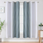 Estelar Textiler Stone Blue and Greyish White Ombre Blackout Curtains 72 Inches - Image 2