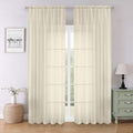 Lecloud Cream Sheer Curtains for Bedroom 90 Inches Long 2 Pcs, Rod Pockets by Lecloud