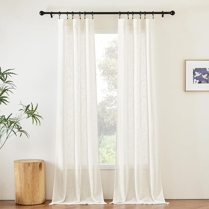 NICETOW Faux Linen Living Room Curtains 96 inch Length, Rod Pocket & Back Tab - Image 2