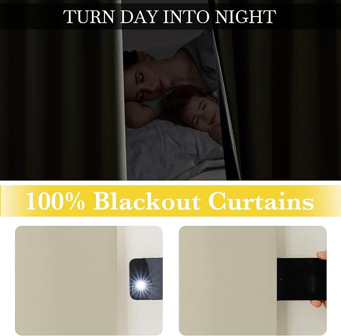 NICETOWN 100% Blackout Curtains 96 inches Long, Grommet Lightweight Easy to - Image 5