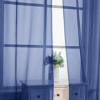 OVZME Royal Blue Sheer Curtains 63 Inches Long 2 Panels - Image 5