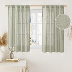 LAMIT Sage Grey Linen Curtains 48 Inch Length 2 Panels, Light Filtering Panels by LAMIT