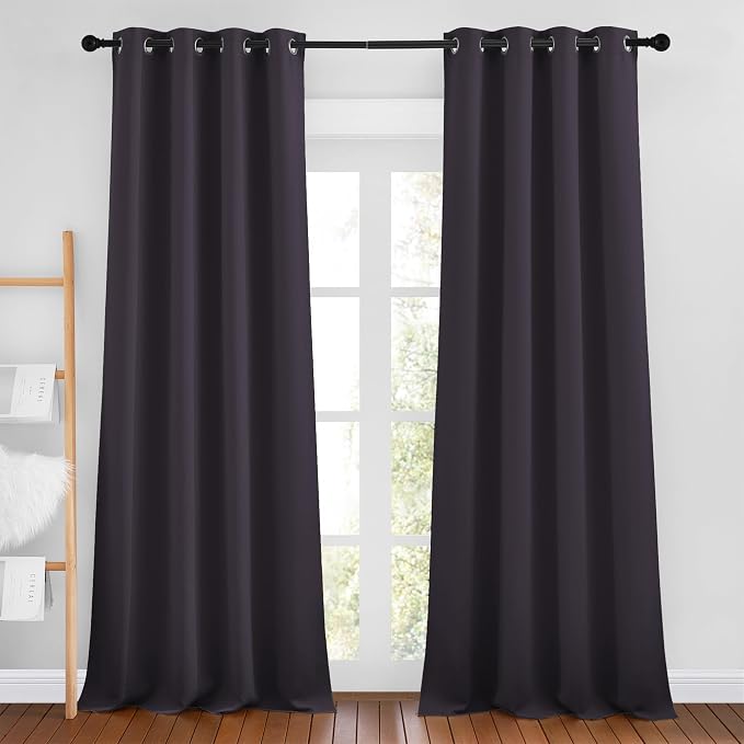 NICETOWN Greyish Purple Curtains 96 inches Long, Grommet Thermal Insulated by NICETOWN